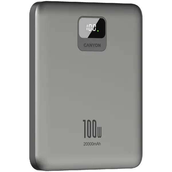 CANYON power bank PB-2008 LED FLAT 20000 mAh PD100W QC3.0 Dark Grey ( CNE-CPB2008DG ) 