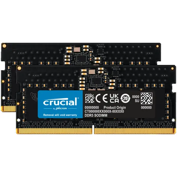 Crucial 16GB Kit (2x8GB) DDR5-4800 SODIMM CL40 (16Gbit) ( CT2K8G48C40S5 ) 