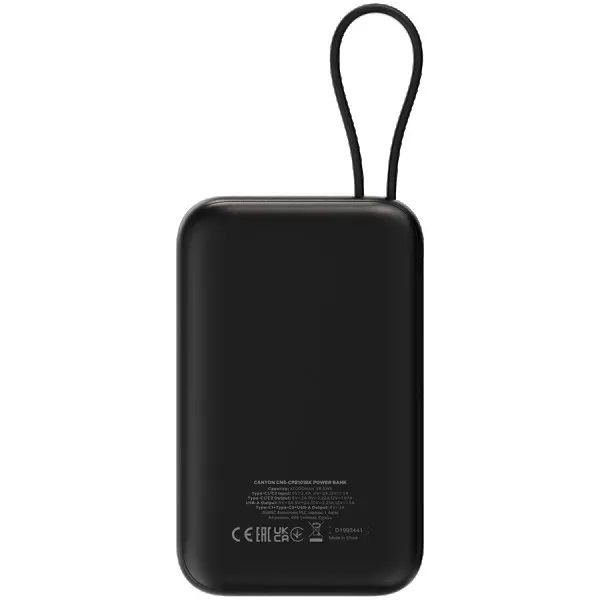 CANYON power bank OnPower 101 built-in cable 10000 mAh PD22.5W Black ( CNS-CPB101BK ) 