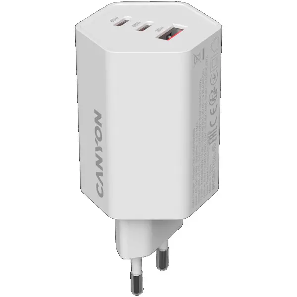 CANYON charger HEXAGON 65 GaN 65W 2xPD 1xQC EU White ( CND-CHAHEX65W ) 