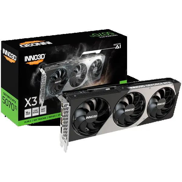 INNO3D NVIDIA RTX 5070 Ti X3 OC 16GB GDDR7 256 bit, 2482MHz  28Gbps, 3x DP, 1x HDMI, 3 fan 2 slots ( N507T3-16D7X-176068N ) 