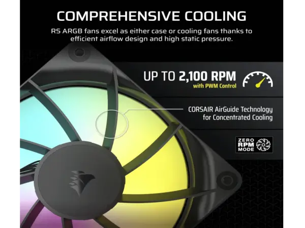 Ventilator CORSAIR RS120120mmARGBsingle packcrna' ( 'CO-9050180-WW' ) 
