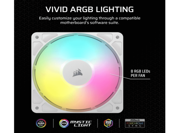 Ventilator CORSAIR RS120120mmARGBsingle packbela' ( 'CO-9050184-WW' ) 