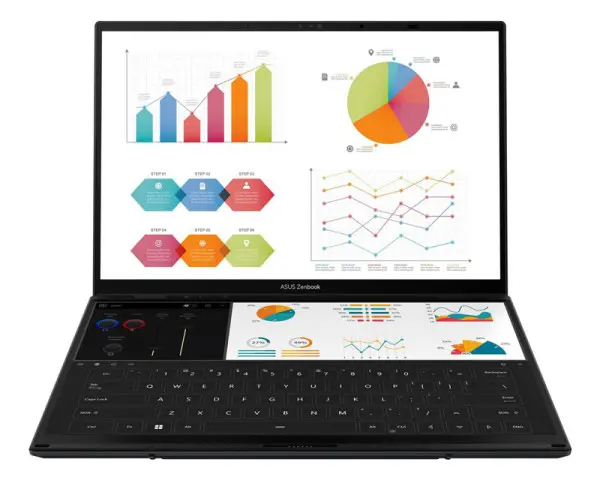 ASUS Zenbook 14 DUO OLED UX8406CA-PZ185X (14 inča 3K OLED, Ultra 7 255H, 32GB, SSD 1TB, Win11 Pro) laptop 
