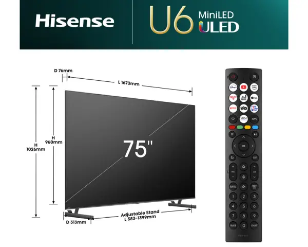 HISENSE 75 inča 75U6NQ ULED Mini-LED 4K UHD Smart TV 