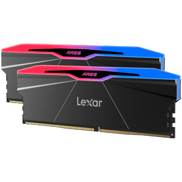 Lexar Ares 48GB Kit (2X24GB) DDR5 7600MHz UDIMM CL38 1.35V with heatsink and RGB lighting, Dual pack, Black Color ( LD5U24G76C38BR-RGD ) 