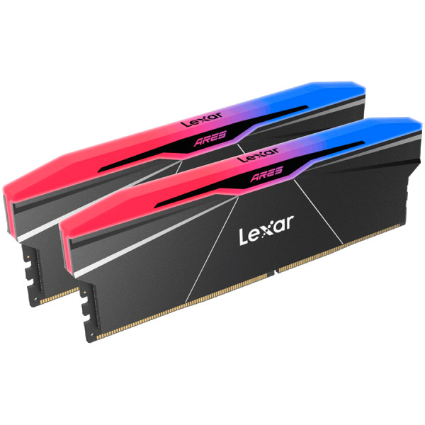Lexar Ares 48GB Kit (2X24GB) DDR5 7600MHz UDIMM CL38 1.35V with heatsink and RGB lighting, Dual pack, Black Color ( LD5U24G76C38BR-RGD ) 