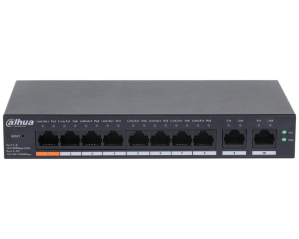 DAHUA CS4010-8ET-60 10-Port Cloud Managed Desktop Switch with 8-Port PoE 