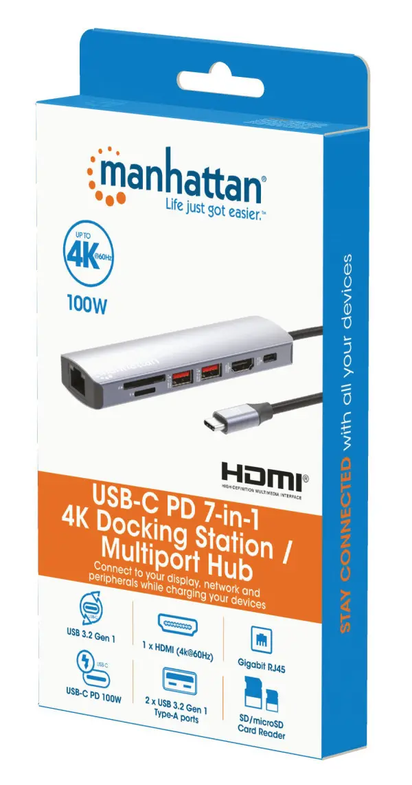 Manhattan USB-C PD 7-in-1 4K Multiport Hub