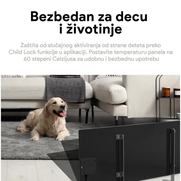 AENO Premium Eco Smart Heater, 700W, Tempered glass, Infrared+convection heating type, Plug type: Europe (EF type), BLACK ( AGH0002S )