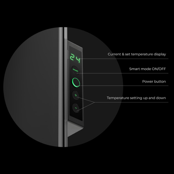 AENO Premium Eco Smart Heater, 700W, Tempered glass, Infrared+convection heating type, Plug type: Europe (EF type), BLACK ( AGH0002S )