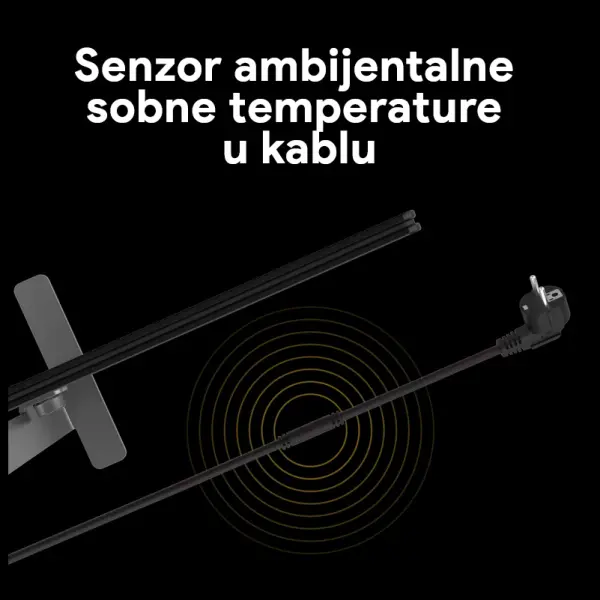 AENO Premium Eco Smart Heater, 700W, Tempered glass, Infrared+convection heating type, Plug type: Europe (EF type), BLACK ( AGH0002S )