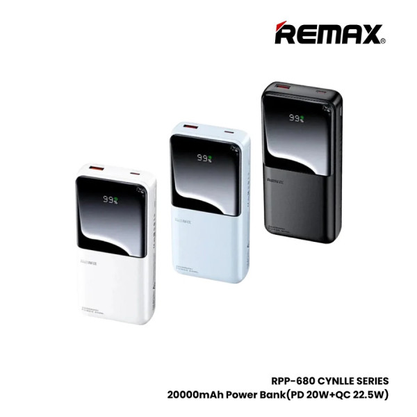 REMAX RPP-680 20W+QC 22.5W Power Bank with 2 Fast Ch. Cables 20000mAh
