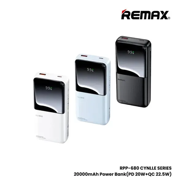 REMAX RPP-680 20W+QC 22.5W Power Bank with 2 Fast Ch. Cables 20000mAh