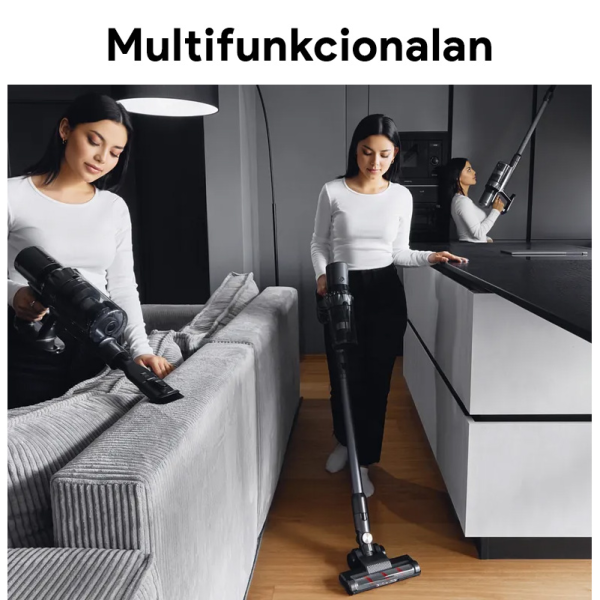 AENO Cordless vacuum cleaner SC3: electric turbo brush, LED lighted brush, resizable and easy to maneuver, washable MIF filter ( ASC0003 ) 