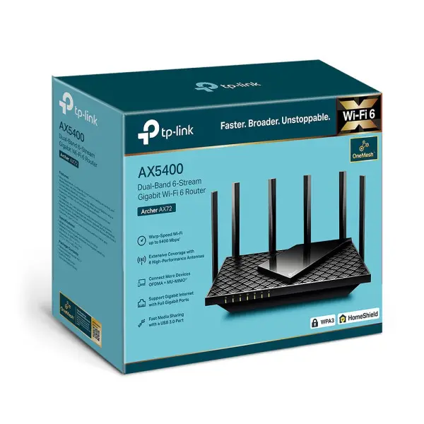 Bežični ruter TP-LINK WiFi Archer AX72AX54004804 Mbps574Mbps6 antena' ( 'ARCHER AX72' ) 