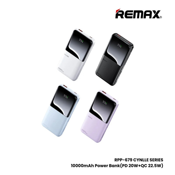 REMAX RPP-679 White 20W+QC 22.5W Power Bank with 2 Fast Ch.Cables 10000mAh