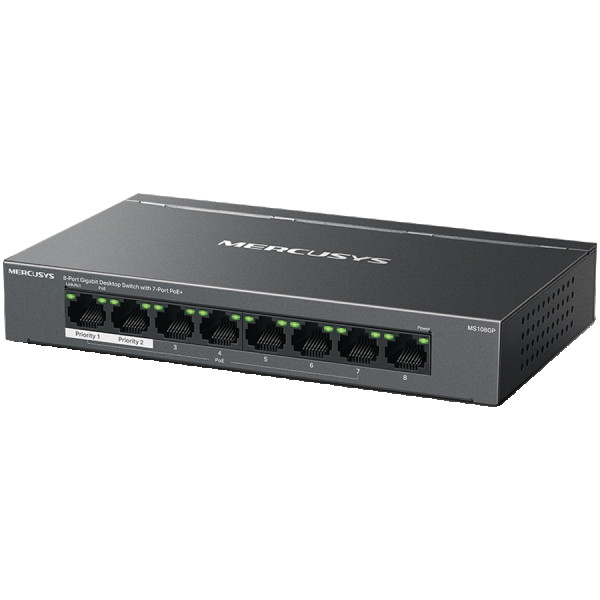 Mercusys MS108GP v1.0, 8-Port Gigabit Desktop Switch with 7-Port PoE+