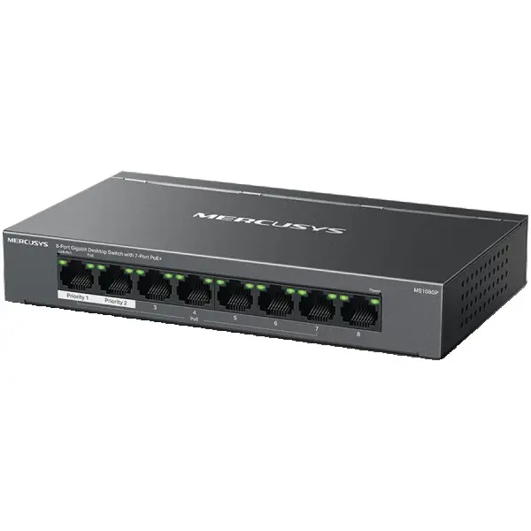 Mercusys MS108GP v1.0, 8-Port Gigabit Desktop Switch with 7-Port PoE+