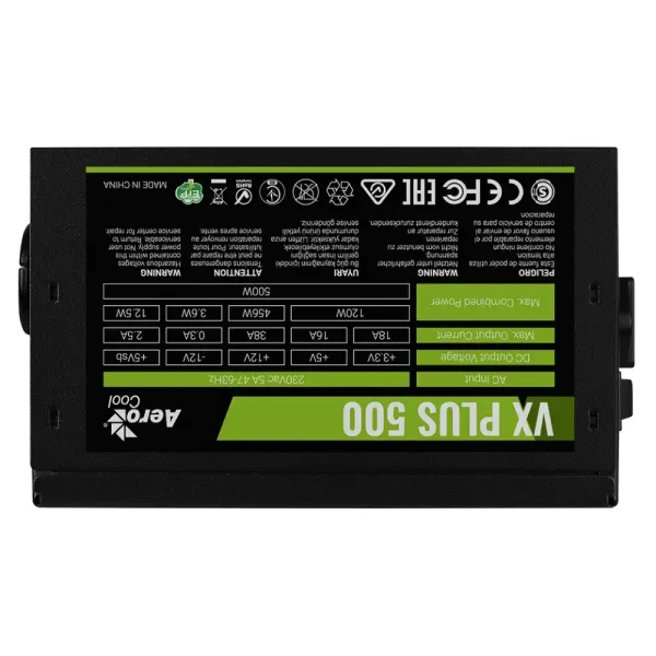 Napajanje 500W AEROCOOL VX PLUS 500 Black 115/230V N-PFC Switch EU Box  ACPN-VB50MEY.11
