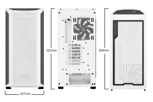 SHADOW BASE 800 DX White, MB compatibility: E-ATX / ATX / M-ATX / Mini-ITX, ARGB illumination, Three pre-installed be quiet! Pure Wings 3 1