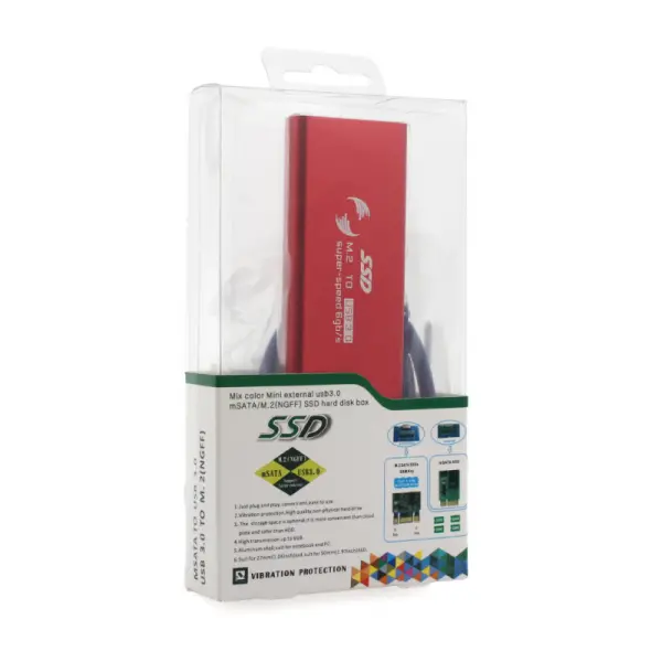 Adapter m.2 SSD na USB crveni