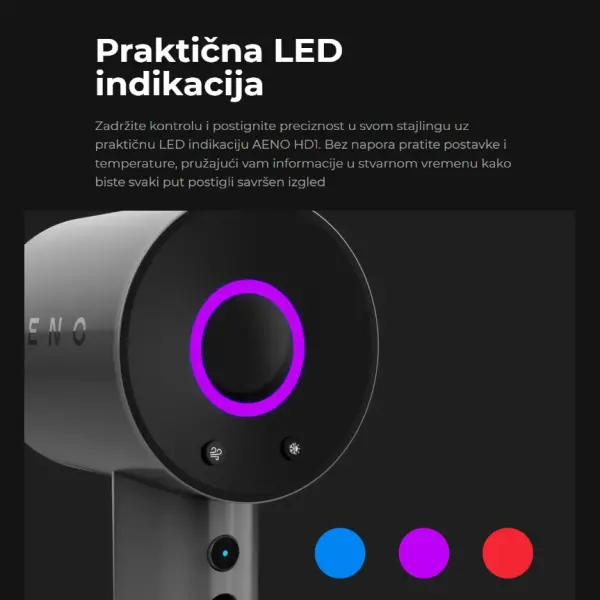 AENO Hair Dryer HD1, high speed, airflow 100 kmh, NTC sensor, 1500W, ionization, incl. diffusor, concentrator, travel bag ( AHD0001 )