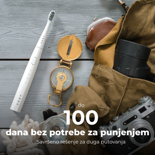 AENO Sonic Electric toothbrush, DB8: White, 3modes, 3 brush heads + 1 cleaning tool, 1 mirror,  30000rpm, 100 days without charging, IPX7 (