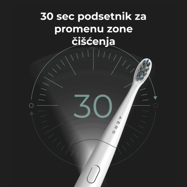 AENO Sonic Electric toothbrush, DB8: White, 3modes, 3 brush heads + 1 cleaning tool, 1 mirror,  30000rpm, 100 days without charging, IPX7 (