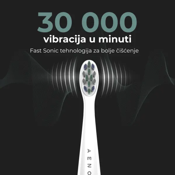 AENO Sonic Electric toothbrush, DB8: White, 3modes, 3 brush heads + 1 cleaning tool, 1 mirror,  30000rpm, 100 days without charging, IPX7 (
