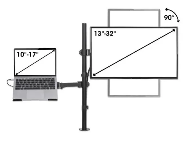 Nosač za monitor sa postoljem za laptop Manhattan 462136 13''-32''