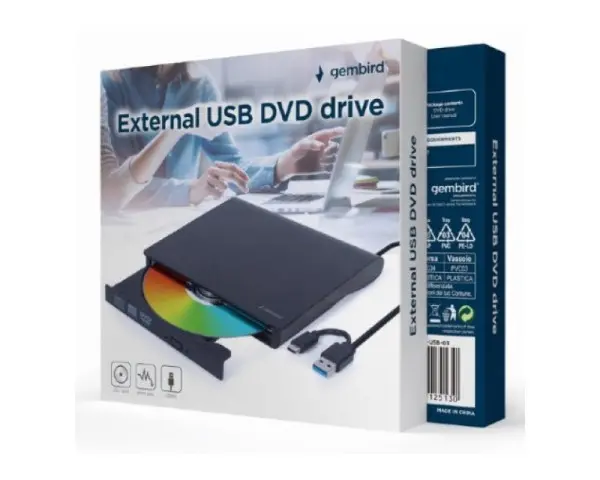 Eksterna optika DVD-USB-03 Gembird Tip C crni