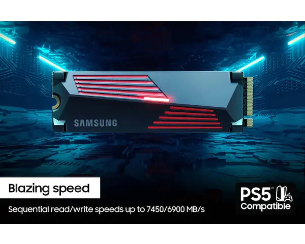 SSD M.2 NVMe 4TB Samsung 990 PRO, 74506900MBs MZ-V9P4T0CW wHeatsink
