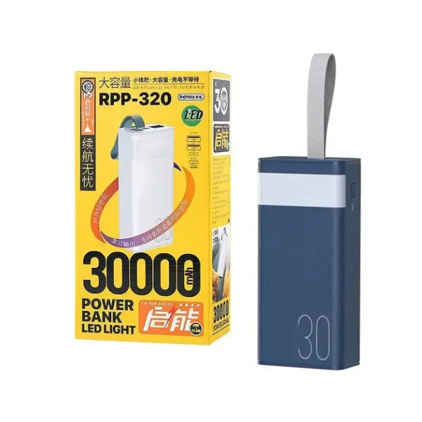 REMAX RPP-320 Fast Charging Power Bank with LED Light 30000mAh Blue
