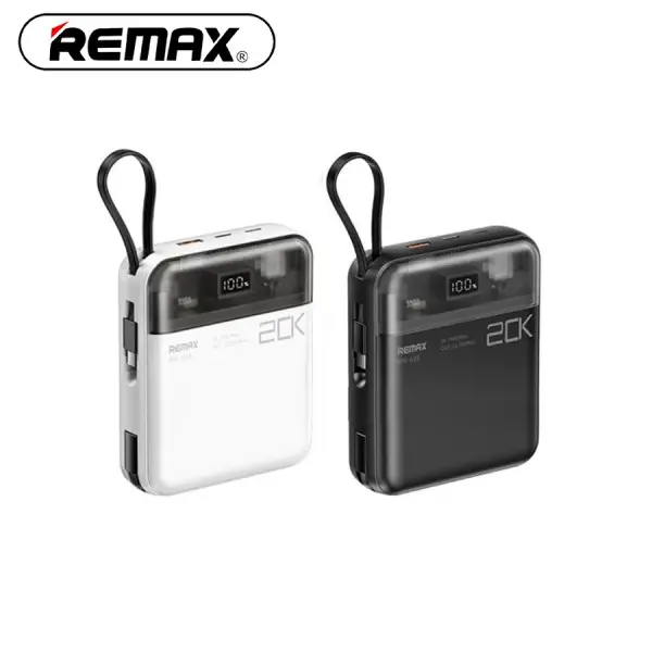 REMAX RPP-603 White 20W+QC 22.5W Power Bank with 2 Fast Ch.Cables 20000mAh