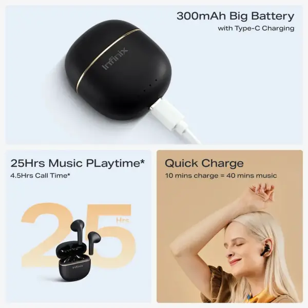 INFINIX BT Slušalice XE23 TWS CRNE