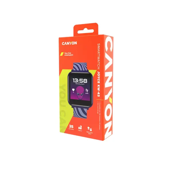 CANYON Joyce KW-43, Smart Watch, Realtek 8762DTIPS 1.54'' 240x240ARM Cortex-M4FeMMC 512MB, Speaker, Music player & BTTWS Direct connection, 