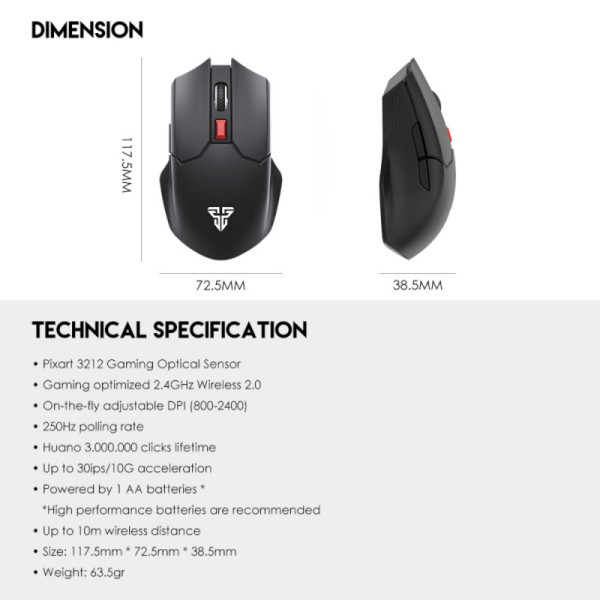 Miš Wireless Fantech WG11 Cruiser space edition beli