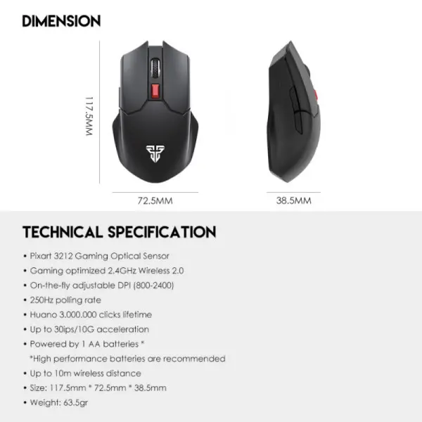Miš Wireless Fantech WG11 Cruiser space edition beli