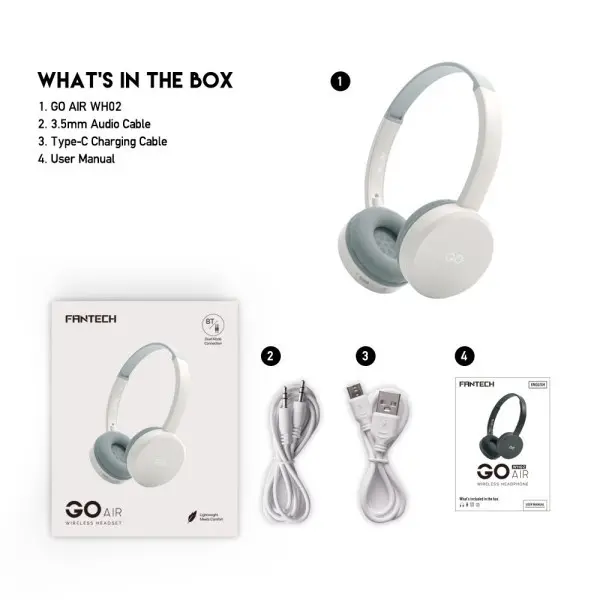 Bluetooth slušalice Fantech GO Air WH02 sive