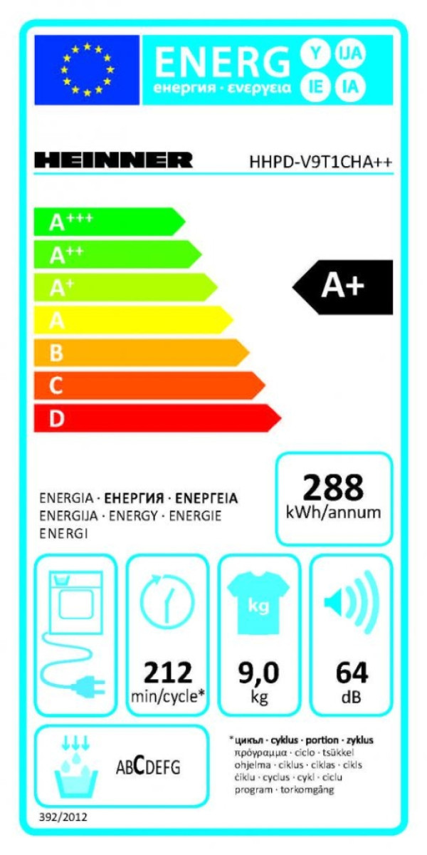 Mašina za sušenje veša HEINNER HHPD-V9T1CHA++ 9kg15programatoplotna pumpa