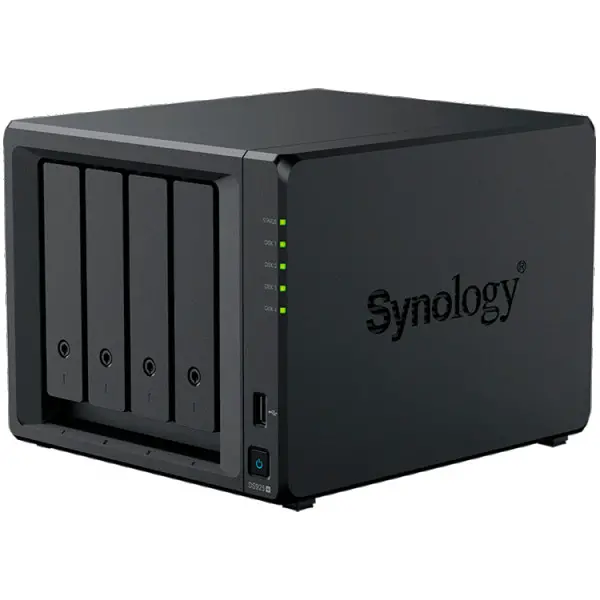 Synology DiskStation DS925+ Tower, 4-Bays 3.5 SATA HDDSSD, 2 x M.2 2280 NVMe SSD slot, CPU AMD Ryzen V1500B 4-core 2.2 GHz, 4 GB DDR4 ECC S