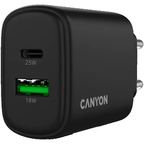CANYON charger OnCharge 250 25W 1xPD 1xQC EU Black ( CNE-CHA250-31 ) 
