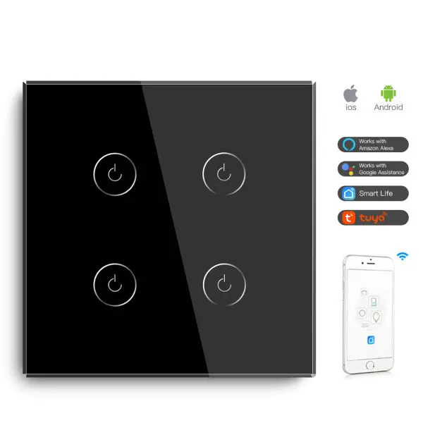 Wi-Fi pametni prekidač 4G TUYA Crni (WIFI TOUCH SWITCH)