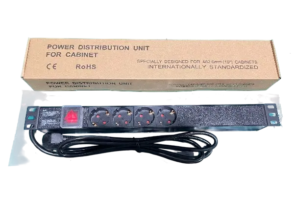 Exelink Razvodni PDU panel za rack 19 in, sa 4 utičnih mesta, kabl 2m (aluminijum)