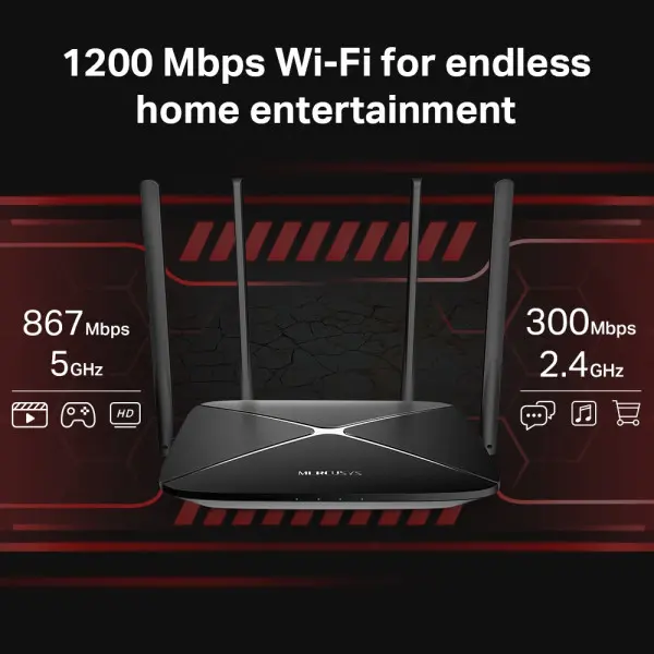 Mercusys AC12G Gigabit AC1200 Dual Band Wireless Router