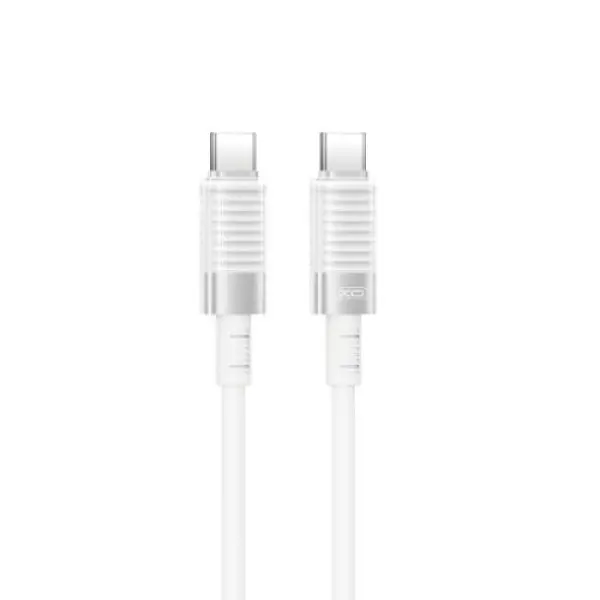 XO Kabl USB-C na USB-C NB-Q291B, 60W, 1m, Beli (ojačani pleteni)