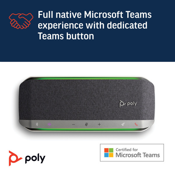 HP Poly Sync 40 Microsoft Teams Certified Speakerphone, Silver/Black ( 77P35AA ) 