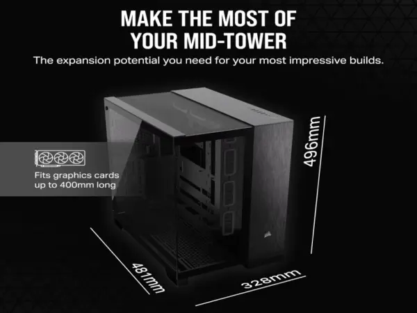 Kucište CORSAIR 6500X Mid-Towerdve komorekaljeno staklobez napajanjacrnaobsidijan aluminijum' ( 'CC-9011283-WW' ) 