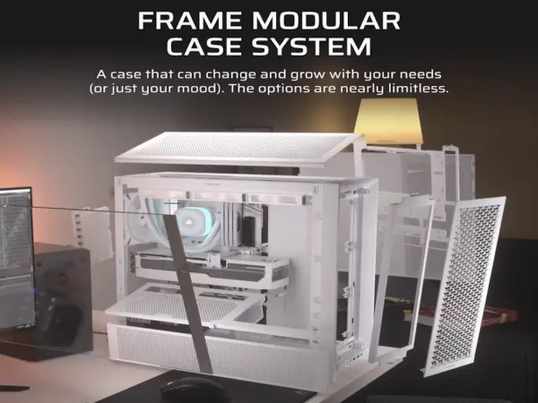 Kucište CORSAIR FRAME 4000D Mid-TowerATXkaljeno staklobez napajanjabela' ( 'CC-9011291-WW' ) 